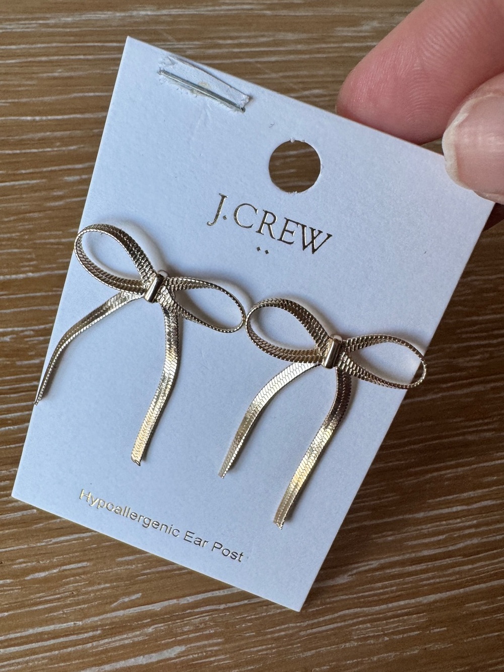 NWT! J. CREW FACTORY Metallic Bow Earrings, Gold - Picture 6 of 14
